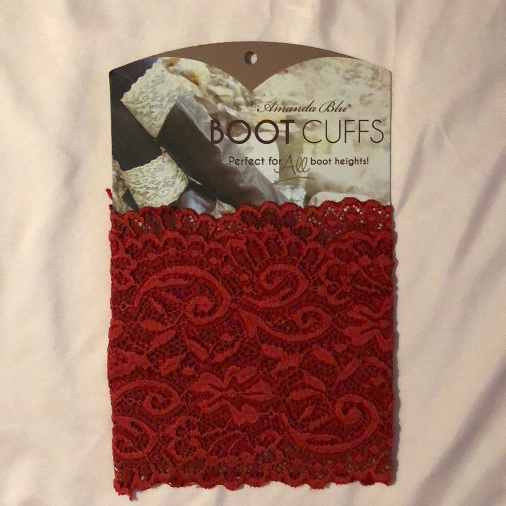 BNIP Red lace boot cuffs